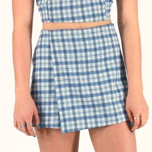 Purrr Melrose Flannel Blue Plaid Skort